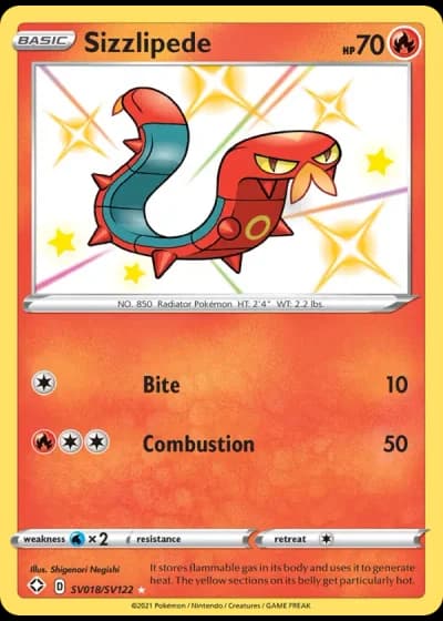 Sizzlipede SV018/122 — Shiny Vault (Shining Fates)