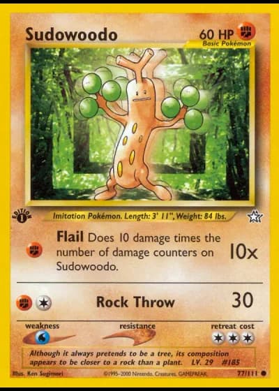 Sudowoodo (1st Edition) #77/111 — Neo Genesis (1st Edition)
