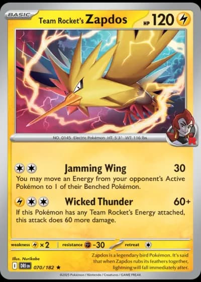 Team Rocket's Zapdos #070/182 — Destined Rivals