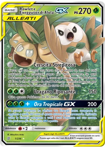 Rowlet e Exeggutor di Alola GX