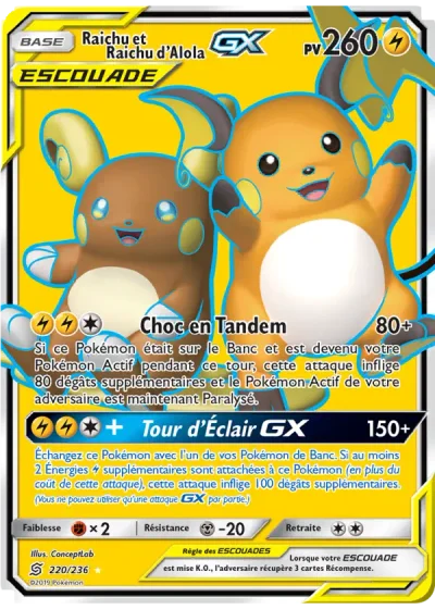 Raichu et Raichu d’Alola GX