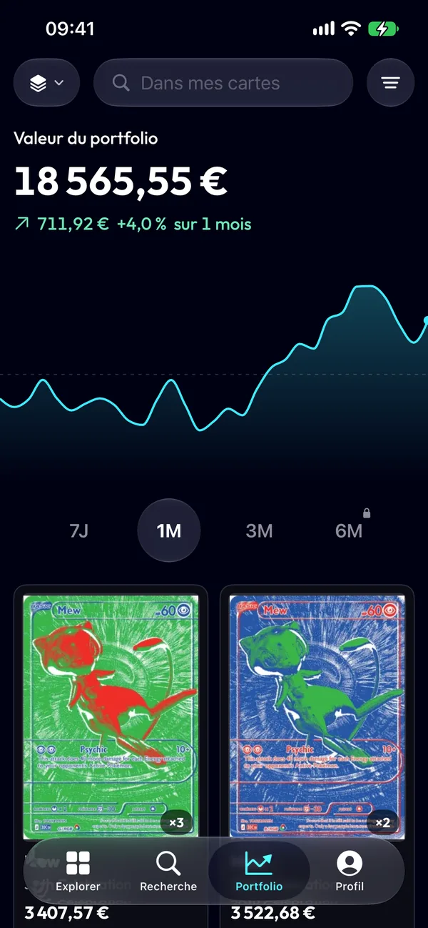 Le portfolio et la courbe de sa valeur dans l'application folio.fyi