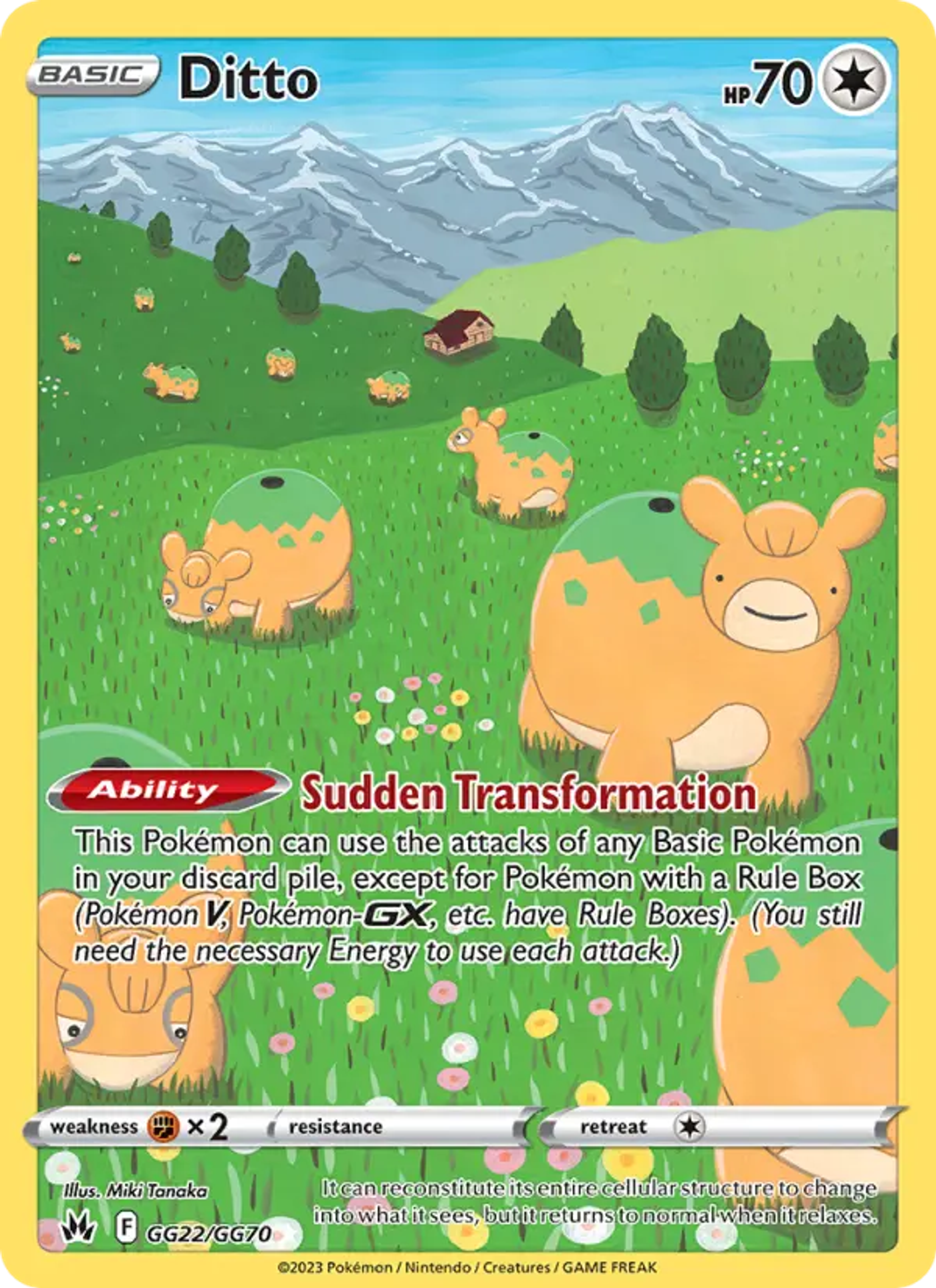 Ditto, Crown Zenith Galarian Gallery GG22/GG70: one Numel in a grazing herd has Ditto's blank face