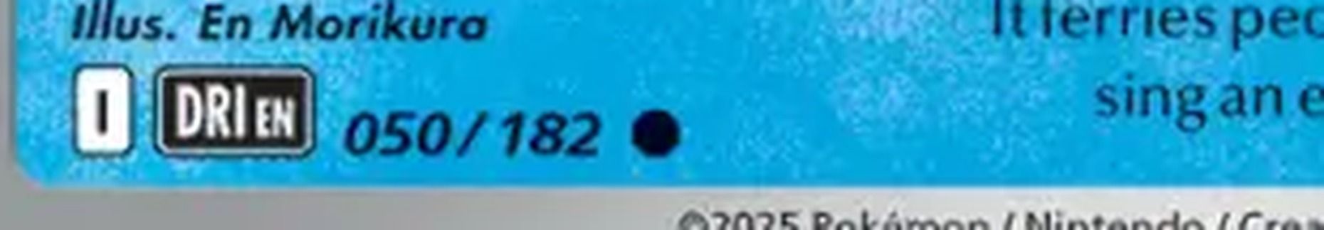 Bottom-left corner of Misty's Lapras 050 from Destined Rivals: regulation mark I and set code DRI.