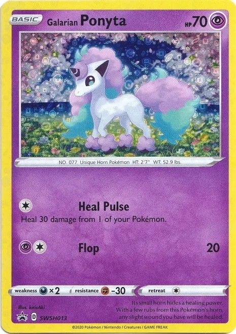 A real sequin holo card: Galarian Ponyta, General Mills promo.