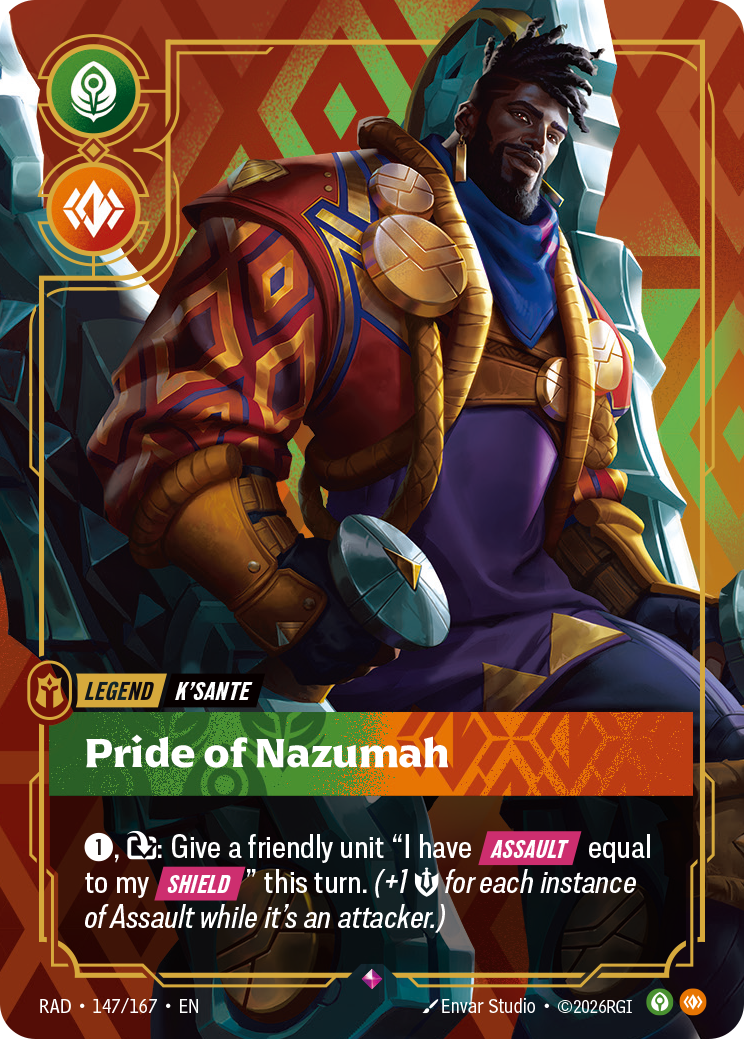K'Sante's Legend card, Pride of Nazumah, with the green Calm and orange Body symbols.