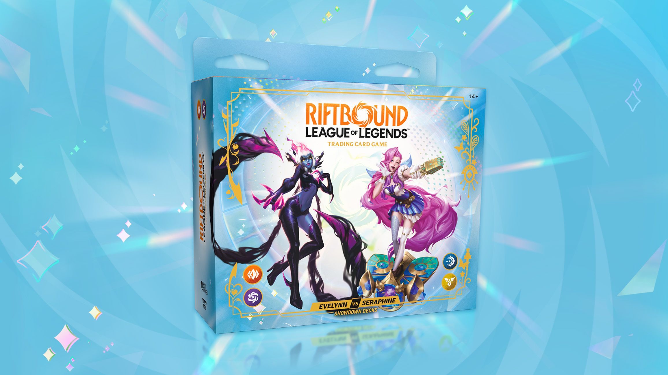 The Evelynn vs. Seraphine Showdown Decks box, with Evelynn and Seraphine on the front.