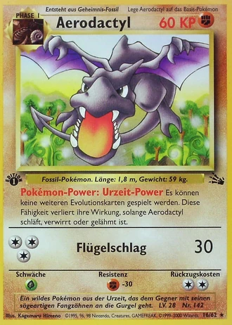 Aerodactyl (1. Edition) #16/62 — Fossil (1. Edition)