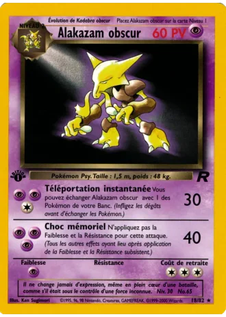 Alakazam obscur (première édition) #18/82 — Team Rocket (1ère Édition)