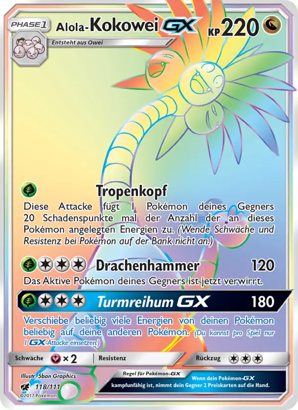 Alola-Kokowei GX #118 — Aufziehen der Sturmröte