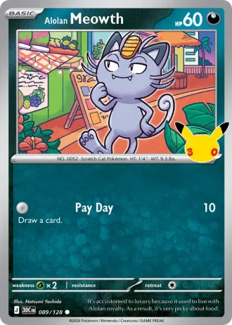 Alolan Meowth #089/128 — 30th Celebration
