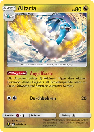 Altaria #40a — Gelbes-A-Alternativkarten