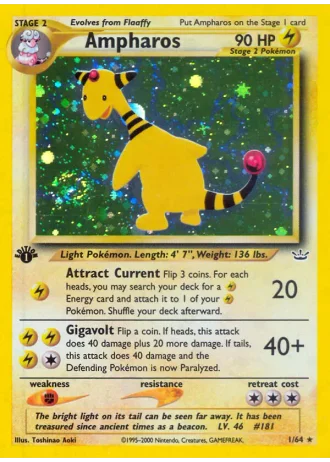 Ampharos (1st Edition) #1/64 — Neo Revelation (1st Edition)