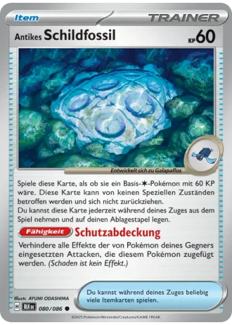 Antikes Schildfossil #080/86 — Schwarze Blitze