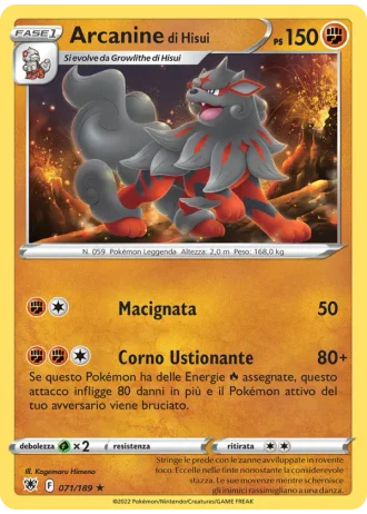 Arcanine di Hisui #071/189 — Lucentezza Siderale