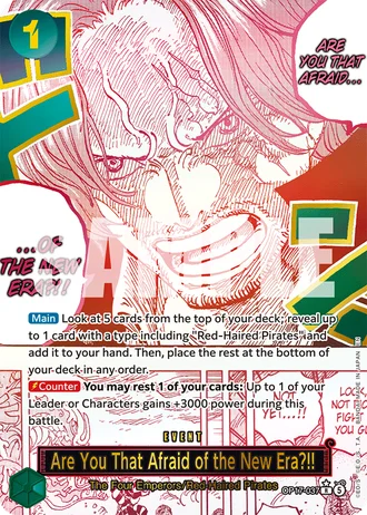 Are You That Afraid of the New Era?!! (OP17-037) (Alternative Art) — The World's Strongest Warriors (OP17)