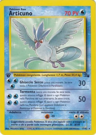 Articuno (1ª Edizione) #17/62 — Fossil (1ª Edizione)