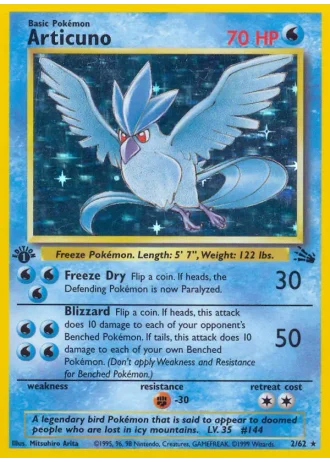Articuno (1ª Edizione) #2/62 — Fossil (1ª Edizione)