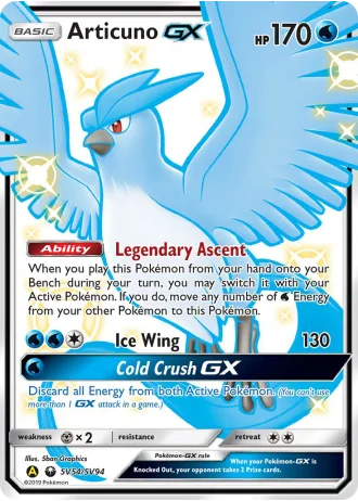 Articuno GX SV54 — Shiny Vault (Hidden Fates)