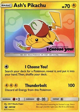 Ash's Pikachu SM108 — Sun & Moon Promos