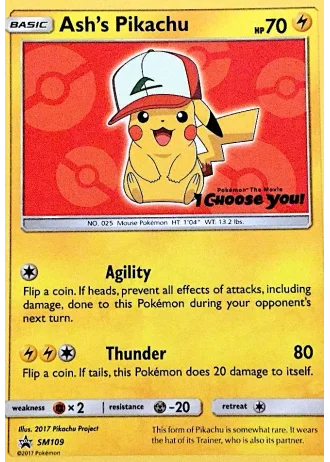 Ash's Pikachu SM109 — Sun & Moon Promos