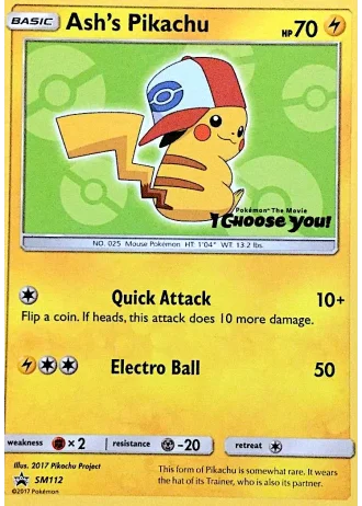 Ash's Pikachu SM112 — Sun & Moon Promos