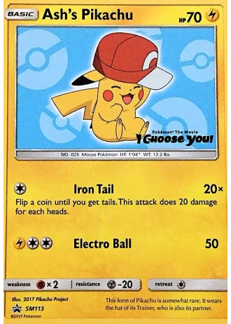 Ash's Pikachu SM113 — Sun & Moon Promos