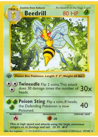 Beedrill (shadowless) #17 — Base Set (Shadowless)