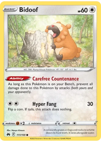 Bidoof #111/159 — Crown Zenith