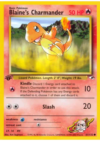 Blaine's Charmander (1st Edition) #61/132 — Gym Heroes (1st Edition)