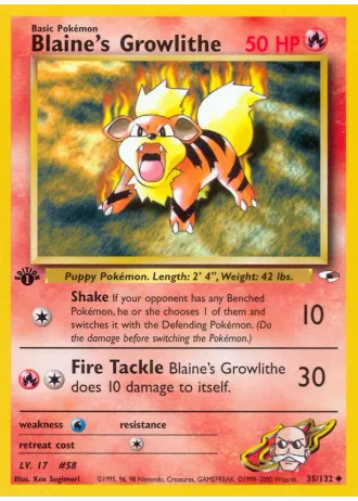 Blaine's Growlithe #35 — Gym Heroes