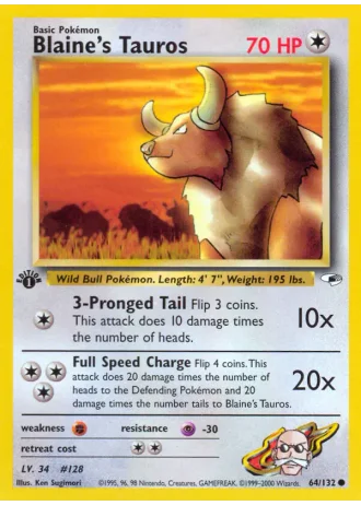 Blaine's Tauros #64/132 — Gym Heroes