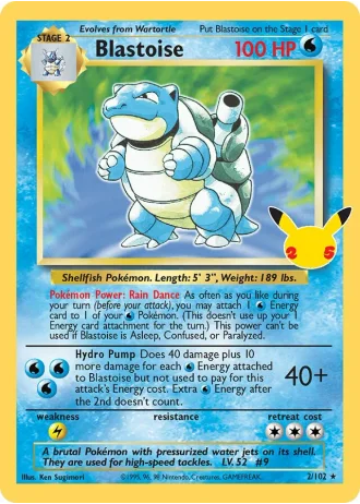 Blastoise #2/102 — Classic Collection (Celebrations)