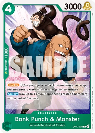 Bonk Punch & Monster (OP17-028) — The World's Strongest Warriors (OP17)