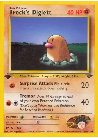 Brock's Diglett (1st Edition) #67/132 — Gym Challenge (1st Edition)
