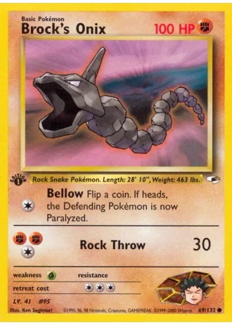 Brock's Onix (1st Edition) #69/132 — Gym Heroes (1st Edition)
