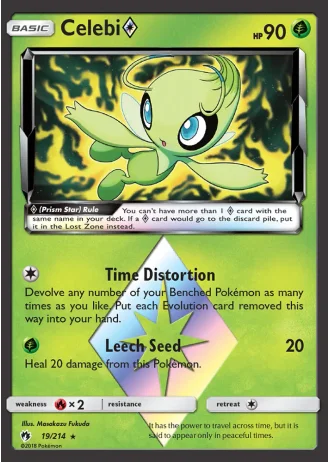 Celebi Prism Star #19 — Lost Thunder
