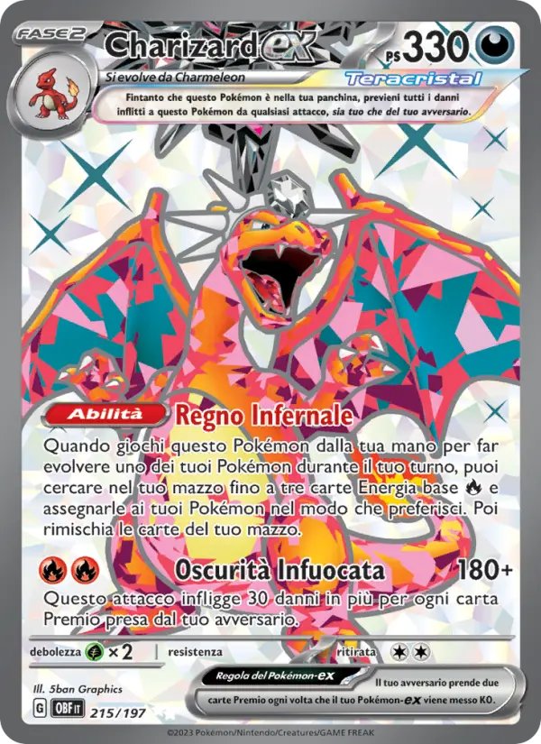 Charizard ex #215 — Ossidiana Infuocata