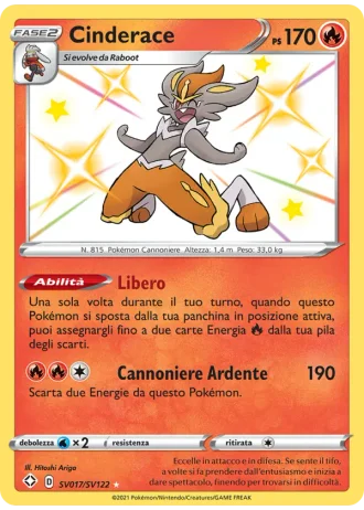 Cinderace SV017/122 — Tesoro Cromatico (Destino Splendente)