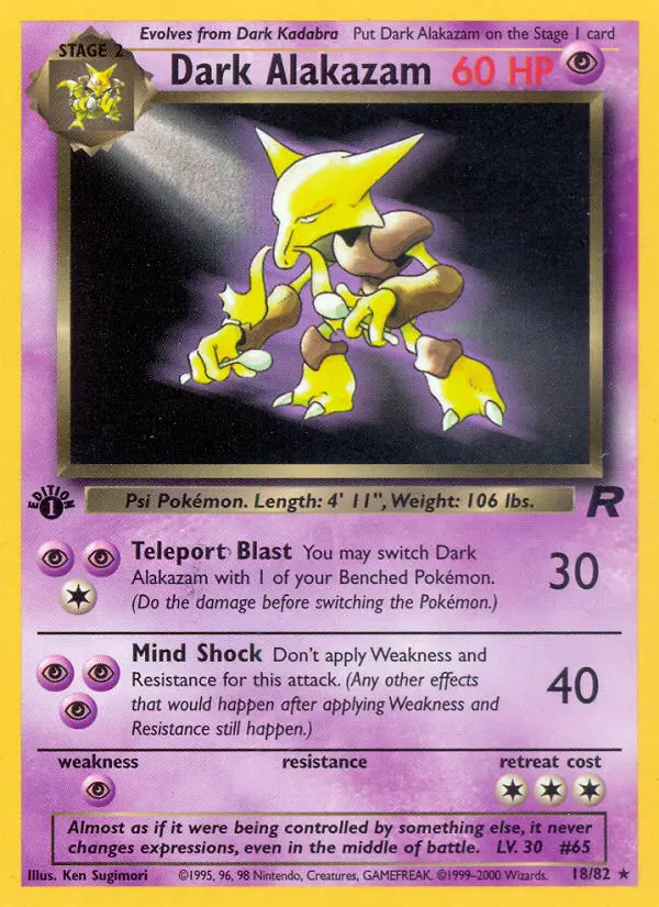 Dark Alakazam (1ª Edizione) #18 — Team Rocket (1ª Edizione)