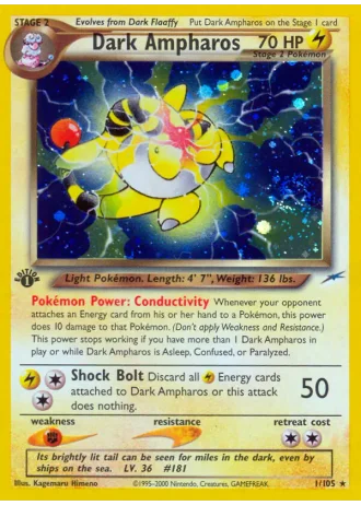 Dark Ampharos (1st Edition) #1/105 — Neo Destiny (1st Edition)
