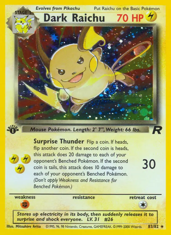 Dark Raichu (1st Edition) #83 — Team Rocket (1st Edition)