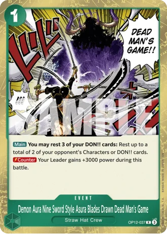 Demon Aura Nine Sword Style Asura Blades Drawn Dead Man's Game (OP12-037) — Legacy of the Master (OP12)