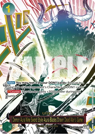 Demon Aura Nine Sword Style Asura Blades Drawn Dead Man's Game (OP12-037) (Alternative Art) — Legacy of the Master (OP12)