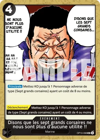 Disons que les sept grands corsaires ne nous sont plus d'aucune utilité !! (OP10-096) — Sang Royal (OP10)