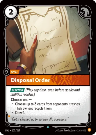 Disposal Order #103/219 — Unleashed
