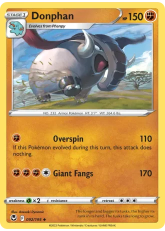 Donphan #092/195 — Silver Tempest
