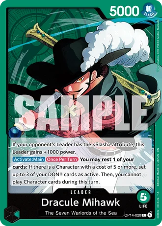 Dracule Mihawk (OP14-020) — The Azure Sea's Seven (OP14-EB04)