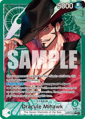 Dracule Mihawk (OP14-020) (Alternative Art) — The Azure Sea's Seven (OP14-EB04)