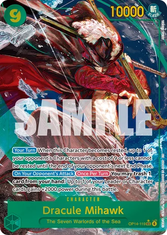 Dracule Mihawk (OP14-119) (Alternative Art) — The Azure Sea's Seven (OP14-EB04)
